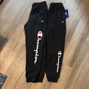 (2) Champion Kids Black Sweatpants with Logo-M/L